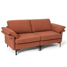 Modern Fabric Loveseat 2 Seater Sofa Set Upholstered Sofa with Armrest Pillows