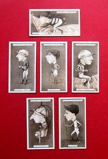 PLAYER  SIX ANTIQUE  1925 CIGARETTE CARDS  RACING CARICATURES   3-10-20-24-29-33
