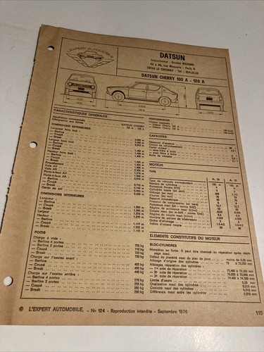Automobile technical sheet - technical,
