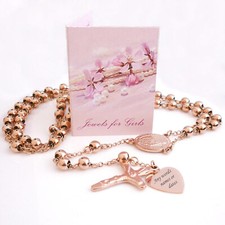 Engraved Rosary Beads in Rose