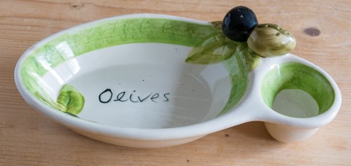Vintage olive divided tray - divided, oil