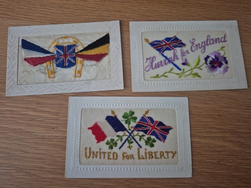 Embroidered silk postcards - embroidered,