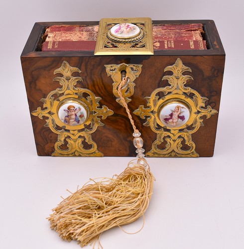 Victorian burr walnut book - walnut,