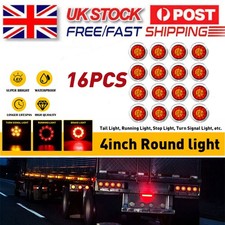 16x Car 4”inch Round LED Stop/Tail Light Outer Turn/Brake/Reverse Rear Light Kit