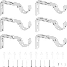 Adjustable Curtain Rod Rail Brackets Metal Hooks Strong Pole Support Holder Rust