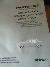 Genuine Ford Zodiac Zephyr Zephyr V6 Mark 4 Original Parts List 1966