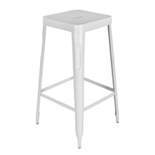 Handcrafted White Metal Bar Stool 77cm | Stackable Brunel Breakfast Chair