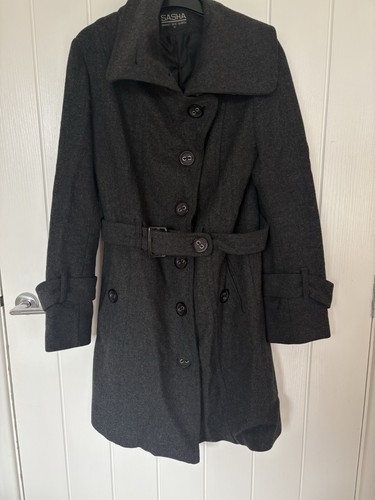 Ladies wool coat dark - wool,