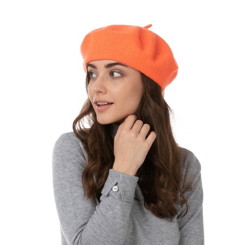 Orange cute beret hat cotton - cute,