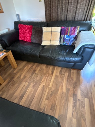 Black leather suite - leather, seater