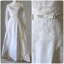 Vtg 50s 60s Lace Wedding Gown