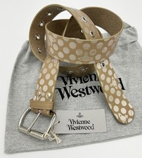 VIVIENNE WESTWOOD NEBBIA BEIGE LEATHER BELT / GOLDEN BUCKLE ONE SIZE FITS ALL