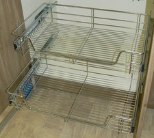 2 X Pull out Wire Basket Chrome Kitchen - Bedroom Drawer Storage ( 500mm 600mm )