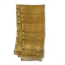 Antique Vintage Gold Yellow Shawl Fabric Sheet Cloth Voile Sheer Cotton Preloved