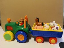 Kiddieland Old MacDonald Tractor & Trailer 5 Farm Animals Music Sounds Movement