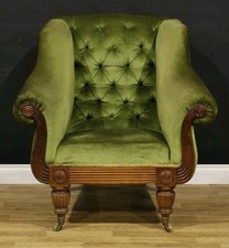 A George/William IV Mahogany Lyre-form Library Chair Circa 1830 Antique