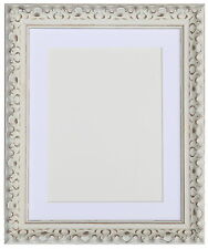 White Vintage Ornate Shabby Chic with Gold Picture and Photo Frames With Mounts