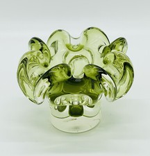 Vintage Olive Green Art Glass