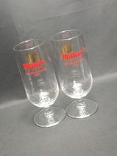 Set of 2 Mahou One Pint 20oz Chalice Pedestal Goblet Beer Glass Spain New CE M20