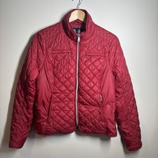 Musto Womens Quilted Puffer Jacket Coat Red Size UK 12 Zip Up Warm Primaloft