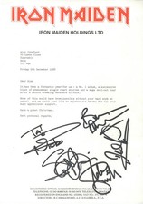 Iron maiden signed letterhead - signed,