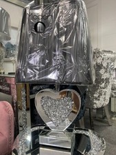 Heart shaped mirrored crushed diamond sparkle table lamp, glitz table lamp