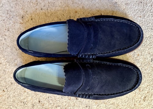Grenson navy suede moccasins - grenson,