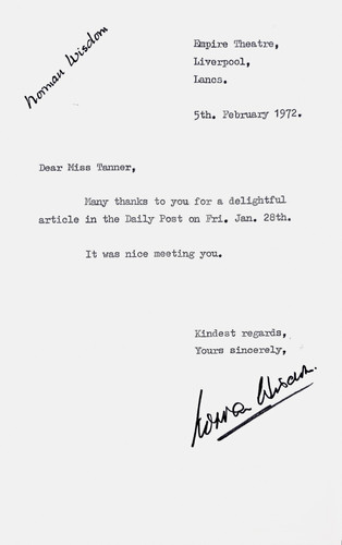 Norman wisdom signed - signed, letter