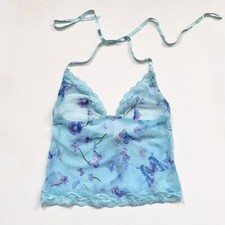 Vintage Ann summers Y2K mesh blue butterfly cami ?