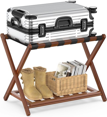 Bamboo luggage rack for guest - luggage,