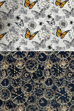 Steampunk Prints 100% Cotton Clock Cogs and Butterflies 110cm Wide Fabrics