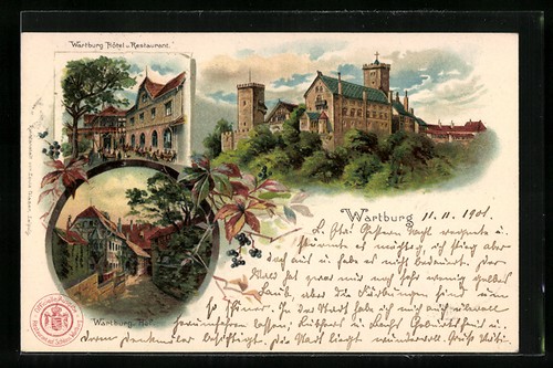 Lithograph eisenach view of - eisenach,,