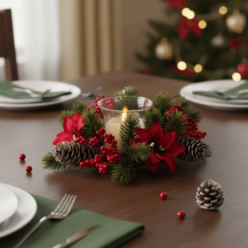 Festive candle holder garland - festive,