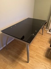 6 seat black glass topped