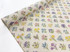 Cottage Garden Linen Look Fabric Flower Panama Shabby Chic Home Decor Material