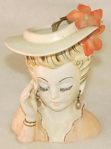 Vintage lady head vase - vase, /