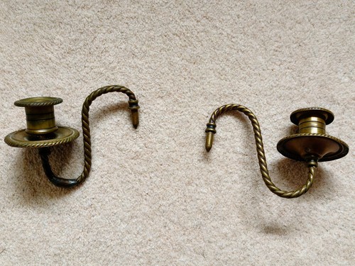 Pair vintage brass piano - vintage,