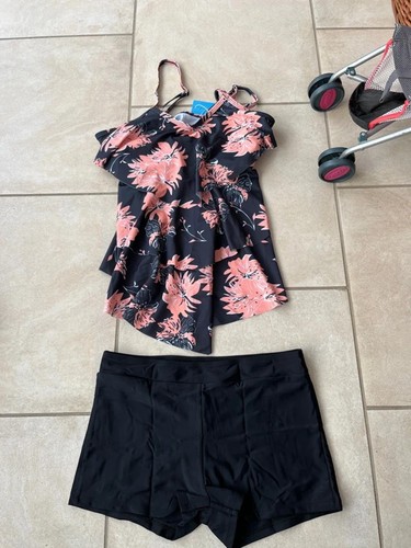 Flyly black and coral - coral, floral