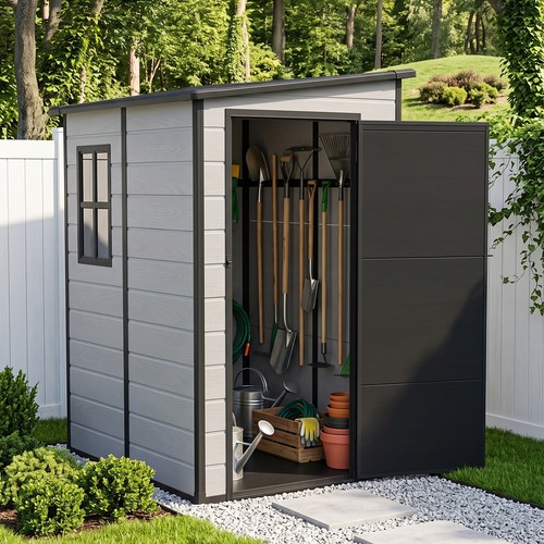 5x4 plastic garden shed with - garden,