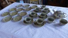 Antique Lithographed Tin Willow Pattern Dolls Tea Set 27 X Pieces