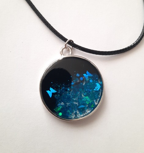 Handmade resin necklace black - resin,