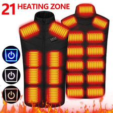 Unisex USB Electric Heated Vest Jacket 21 Zone Warm Up Heating Cloth Body Warmer
