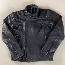 Vintage Leather Biker Jacket Cafe Racer Jacket Black Size 36