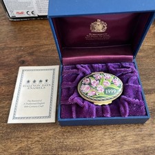 Antique Halcyon Enamel Box in Pink Floral - 1999 “A Year to Remember” - with ori
