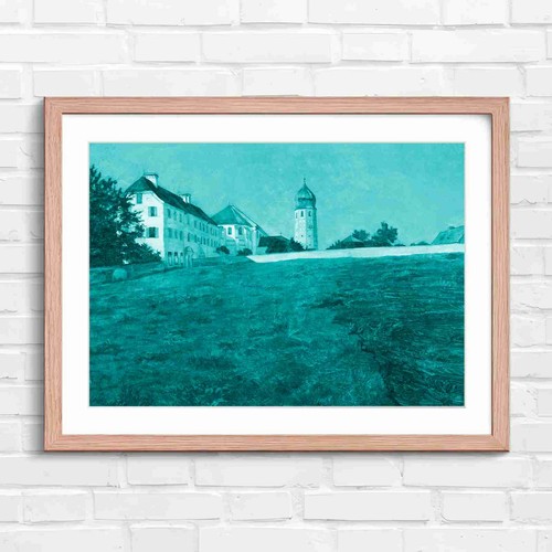 Green countryside with tower - green,