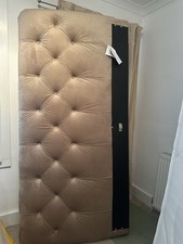 John Lewis Super King Button Back Bed, ‘Biscuit’ Velvet - less than 6 months old