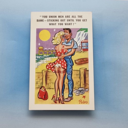 Comic postcard c1965 stockings - comic,