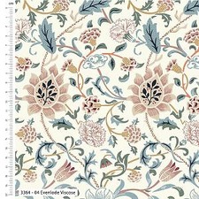 William Morris V&A Viscose Fabric by 1/2M Strawberry Thief Clover Evenlode Tulip