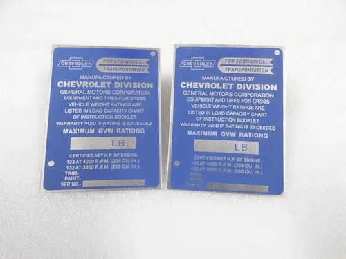 Data plates pair of - x,