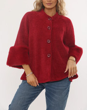 Red Knitted Faux Fur Jacket
